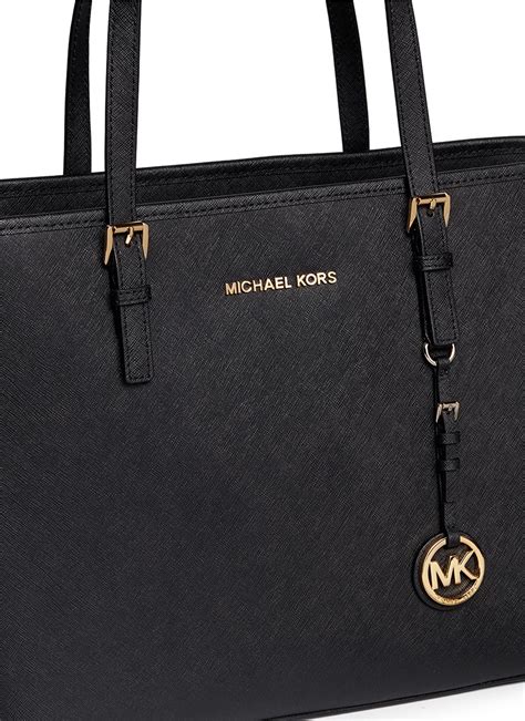 michael michael kors jet set travel tote black saffiano leather|jet set saffiano tote bag.